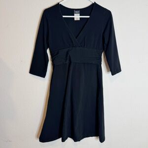Patagonia black organic cotton quarter sleeve midi dress size medium